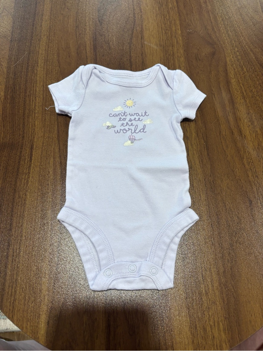 Lavender Baby One-Piece Bodysuit - "Can't Wait to See the World"